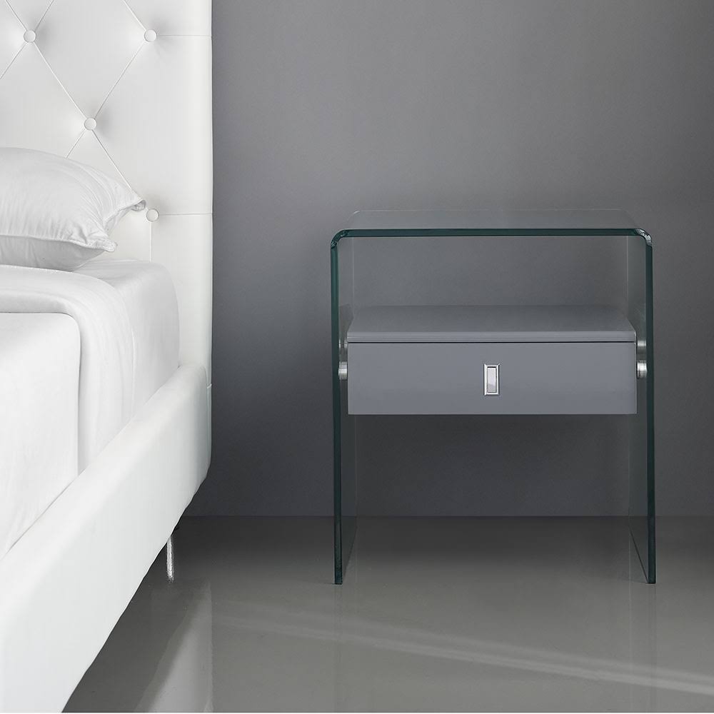 Gray High Gloss Nightstand C47716