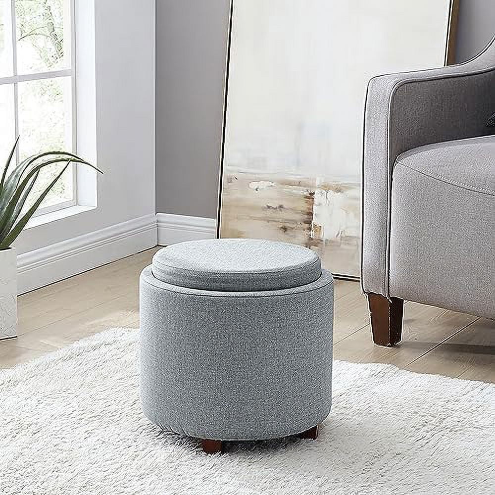 Round Velvet Ottoman with Lift Off Lid and Tray Lid R32583