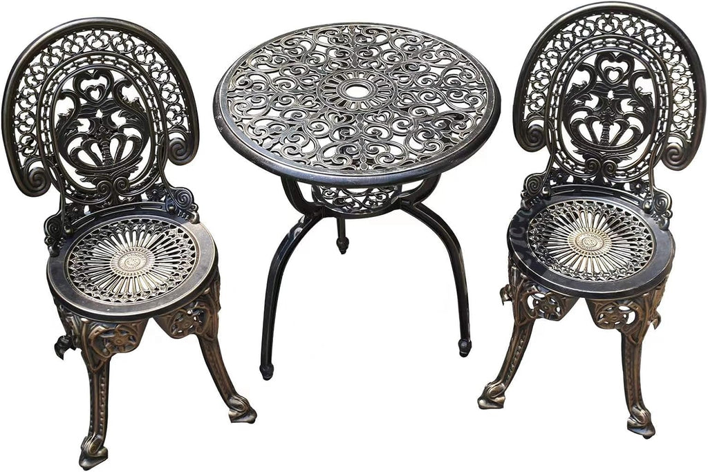 Cast Aluminum Bistro Table Set with Umbrella Hole Y366
