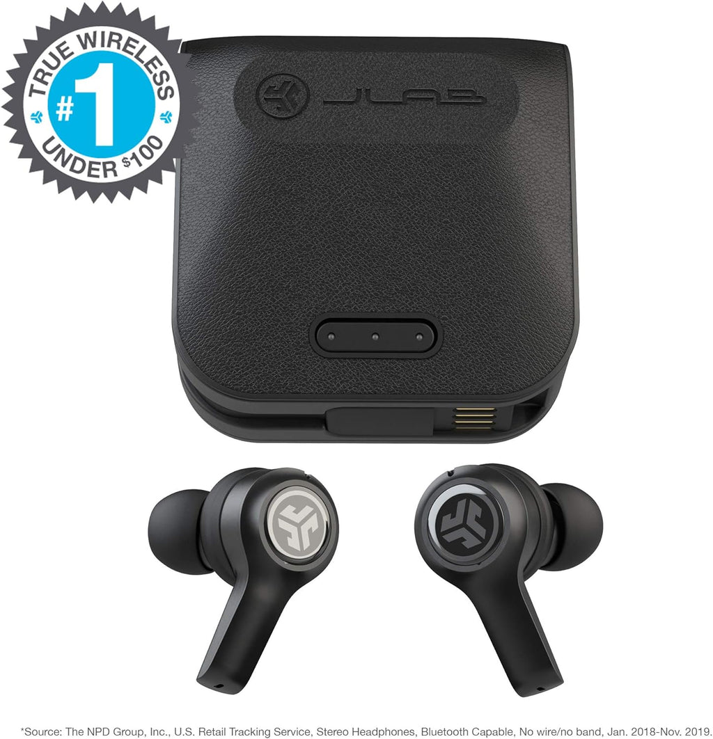 True Wireless Bluetooth Earbuds with Charging Case, Black, Bluetooth 5.0, Pack of 2 W499
