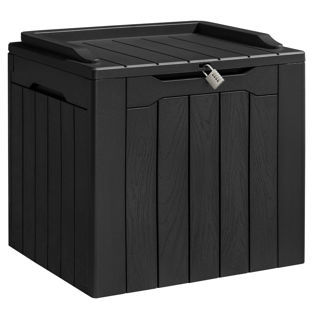 Black Resin Outdoor Deck Box with Seat R942258