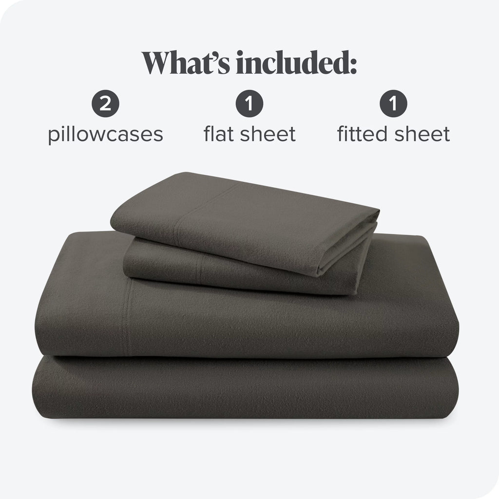 100% Cotton 4 Piece Queen Gray Flannel Sheet Set X6775