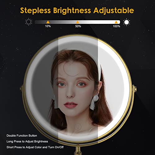 3000 mAh Rechargeable Double Sided Magnifying Vanity Mirror with 3 Colors G261735
