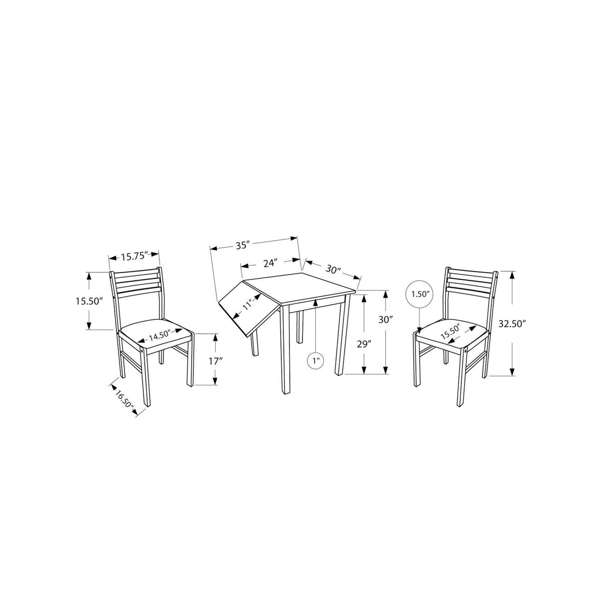 3 Piece Drop Leaf Dining Set G587984