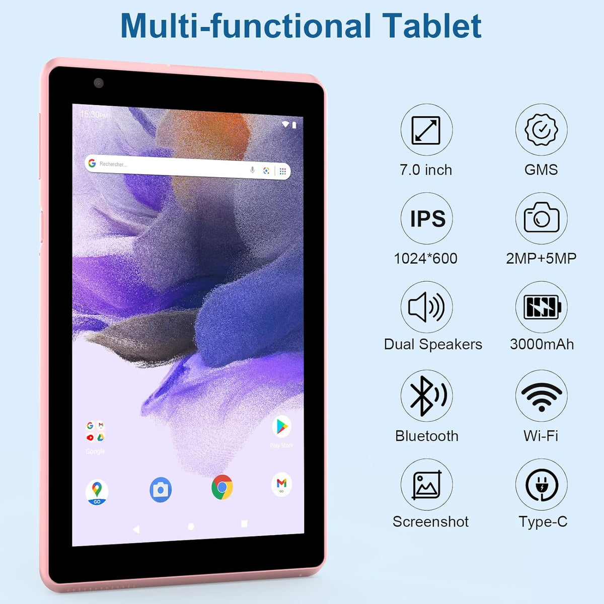 Pink 7 inch Android Tablet, 4GB+32GB G49806
