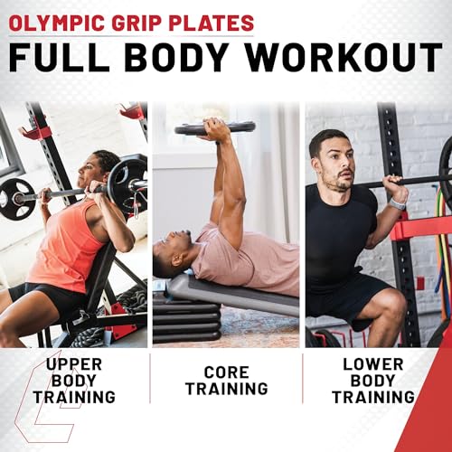 Rubber Coated Olympic Weight Set with Bar and Spring Clips E79895