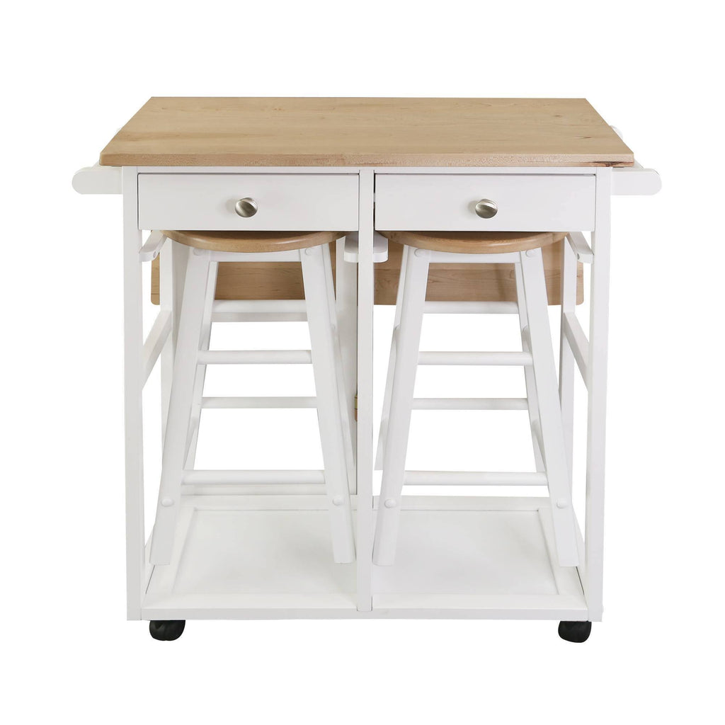 American Maple Drop Leaf Table Top Breakfast Cart Natural White Q65175
