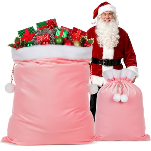 2 Pcs Velvet Christmas Santa Bags with Drawstring I163985