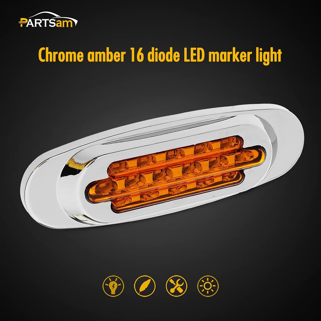 14Pcs 6.5" Inch Amber LED Side Marker Lights Surface Mount Turn Signals 12V Pack of 2 Z8729