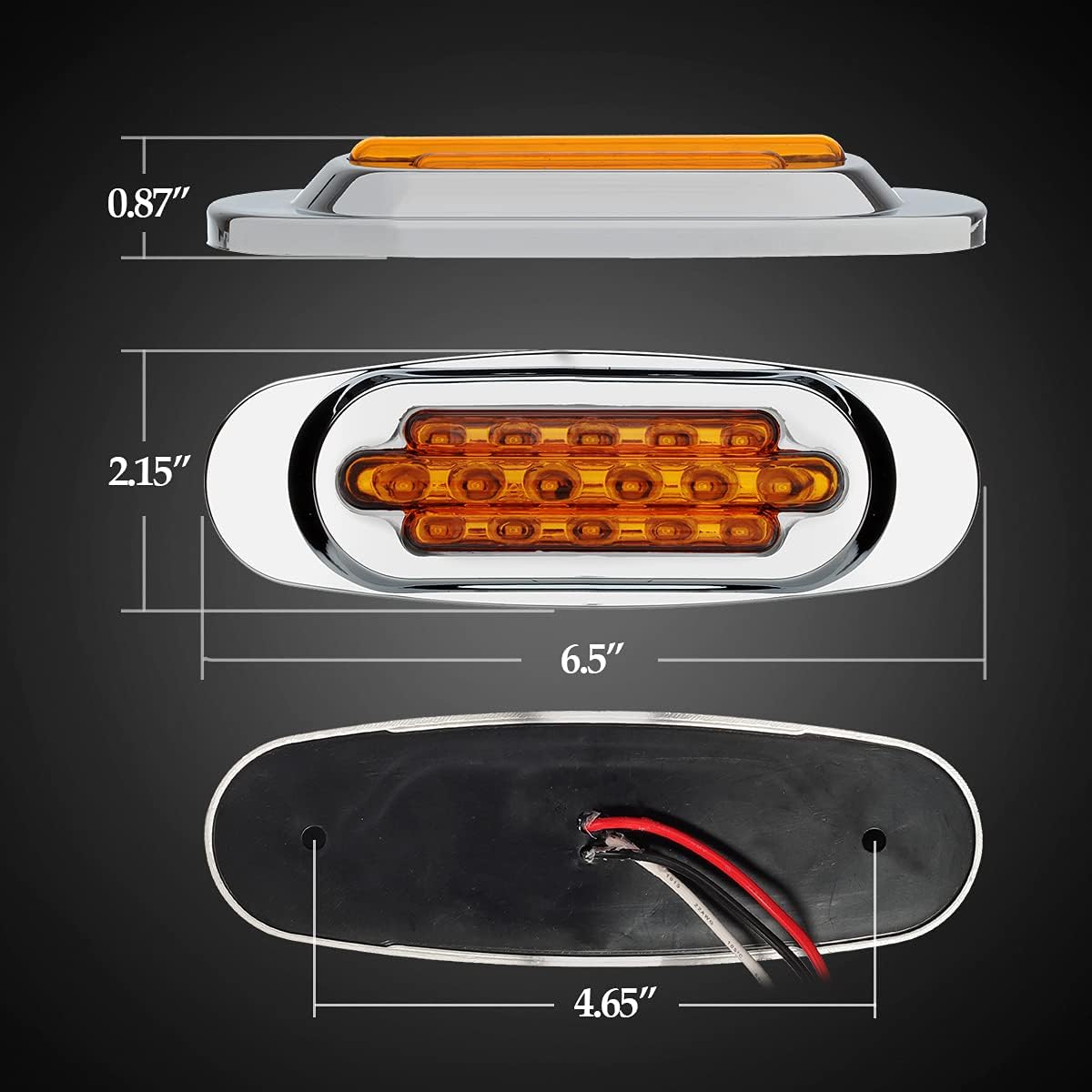 14Pcs 6.5" Inch Amber LED Side Marker Lights Surface Mount Turn Signals 12V Pack of 2 Z8729