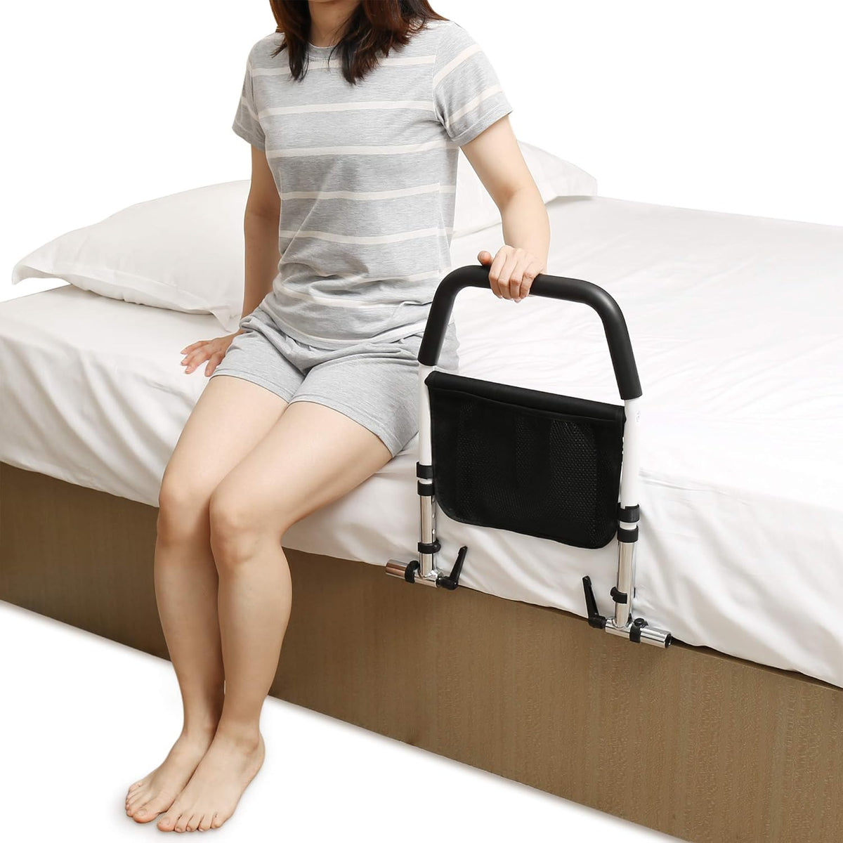 Bed Rails with Storage Pocket, Height Adjustable, Pack of 2 U523150