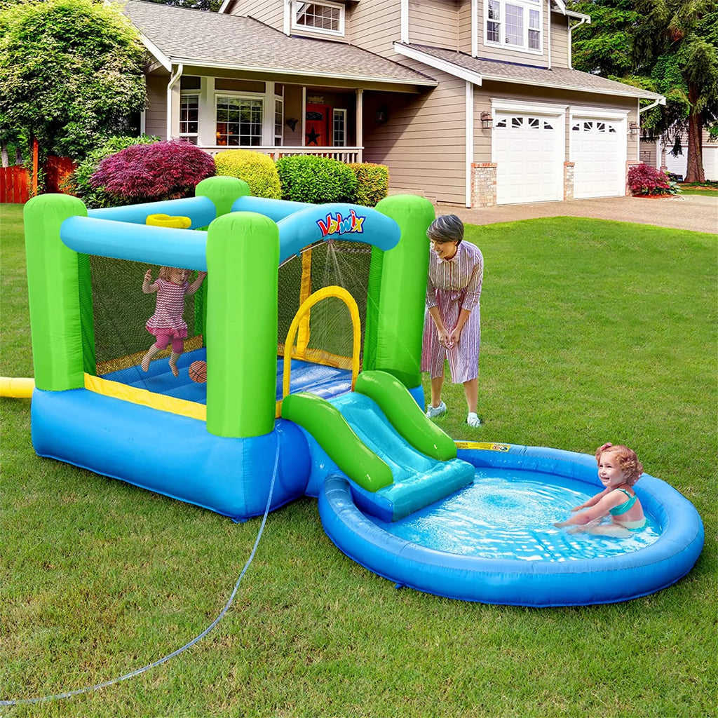 Inflatable Bounce House with Blower, Waterslide & Pool A503