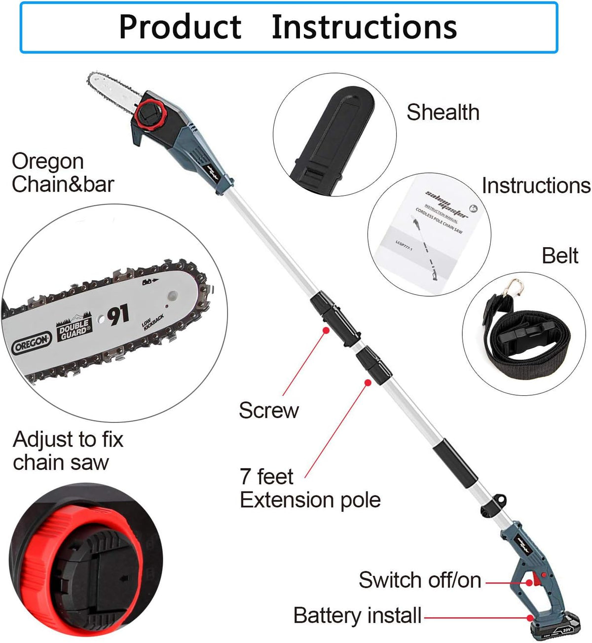 8-Inch Electric Telescopic Pole Chain Saw I299064