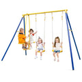 440 lbs Heavy Duty Metal Swing Set with Swing, Glider, Gym Rings V58084