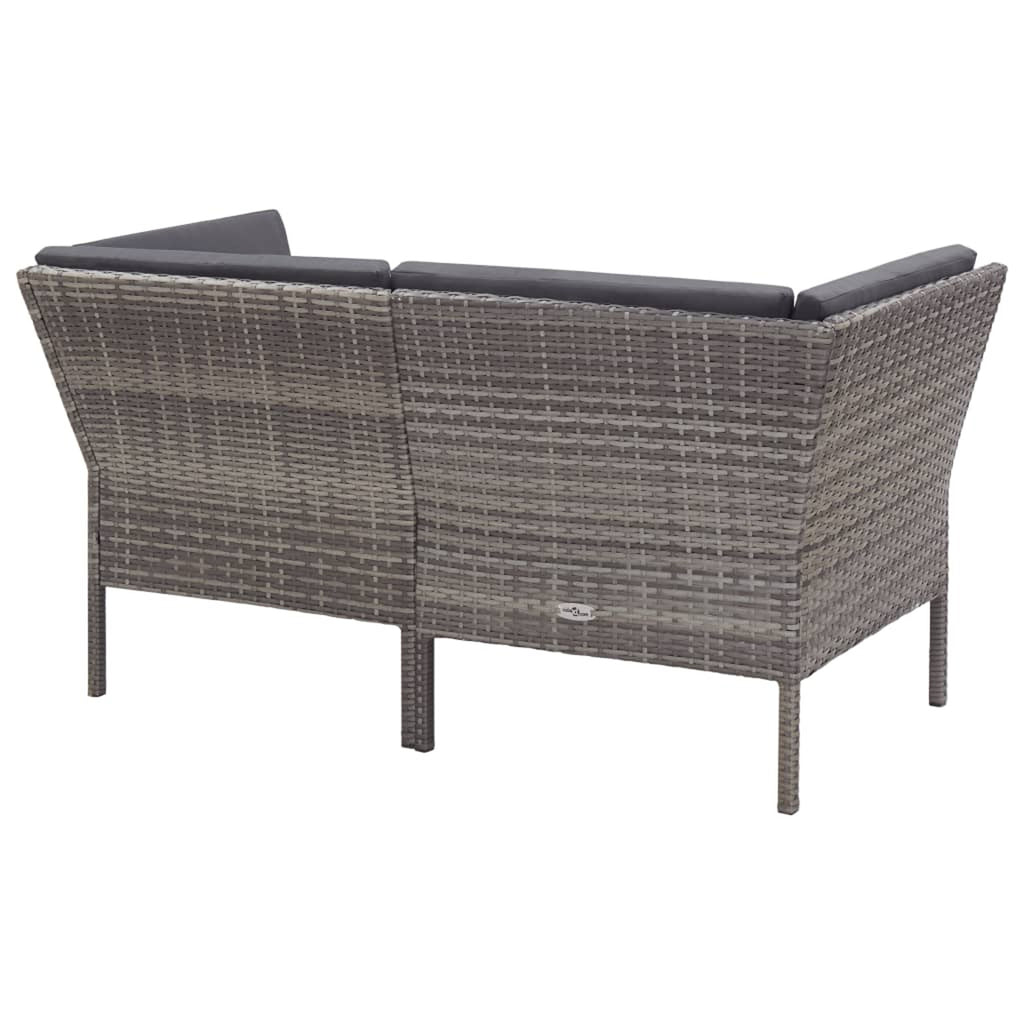 6 Piece Outdoor Conversation Set Gray Poly Rattan Patio Sectional Set M446