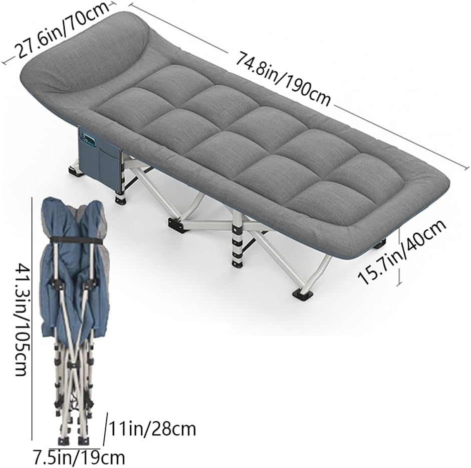 Folding Camping Cot with Mattress and Pillow, Portable Lightweight Adult Sleeping Bed (Dark Grey) F467240