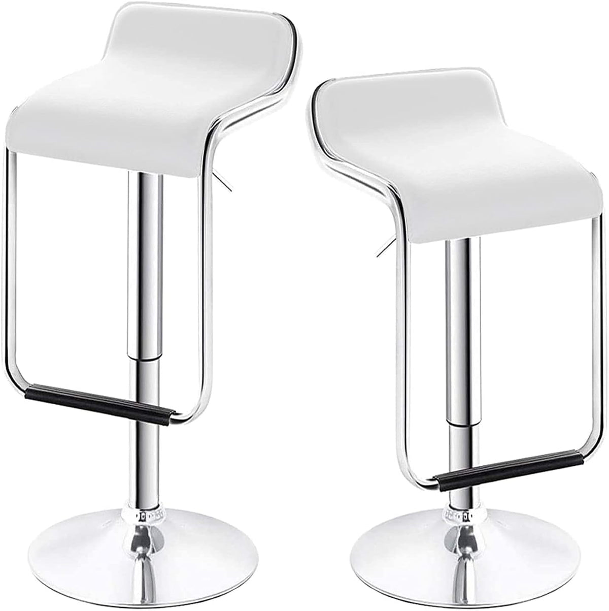 White Set of 2 Swivel Adjustable Bar Stools with Arms B7583