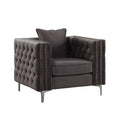 Dark Slate Gray Velvet Tufted Chesterfield Chair F9552