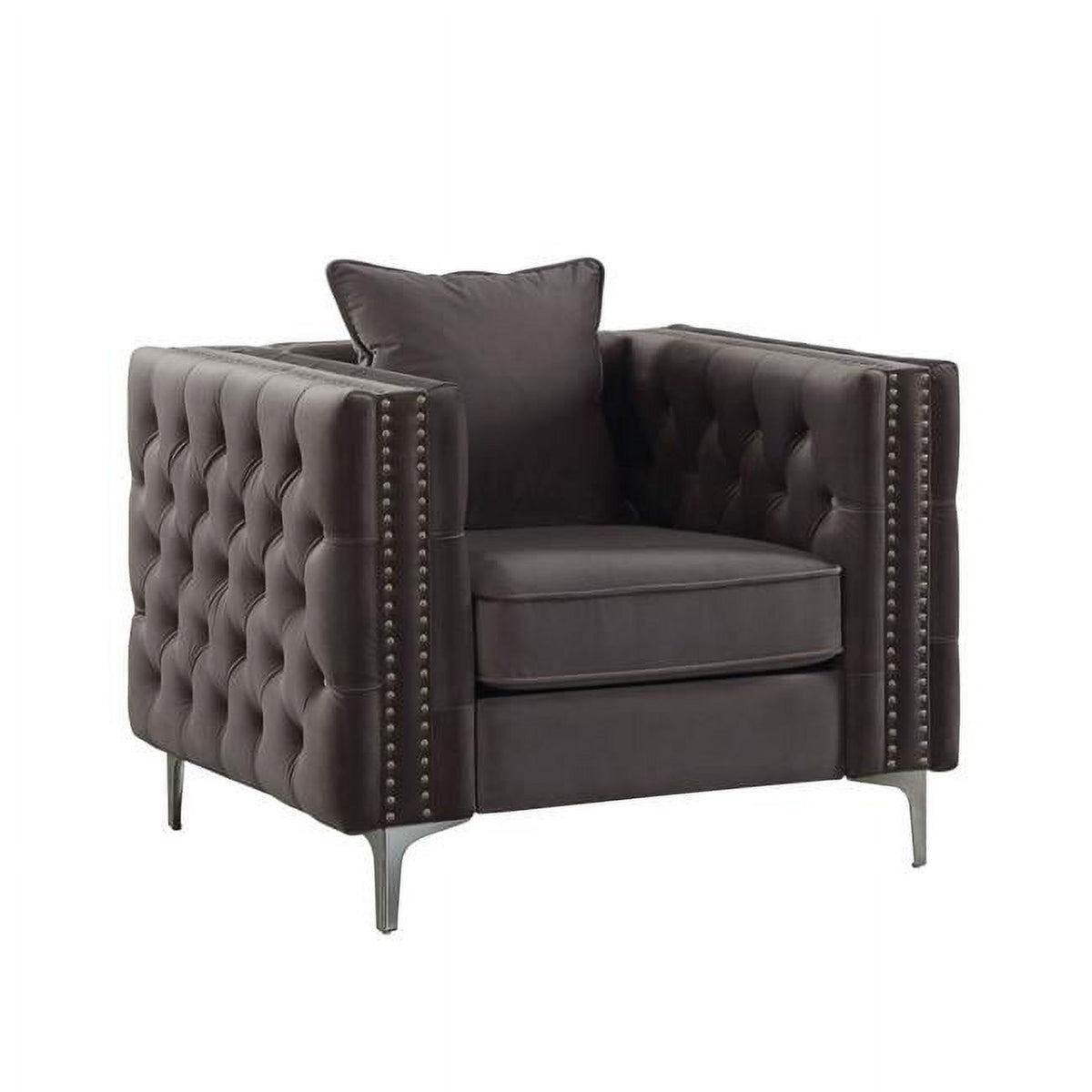 Dark Slate Gray Velvet Tufted Chesterfield Chair F9552