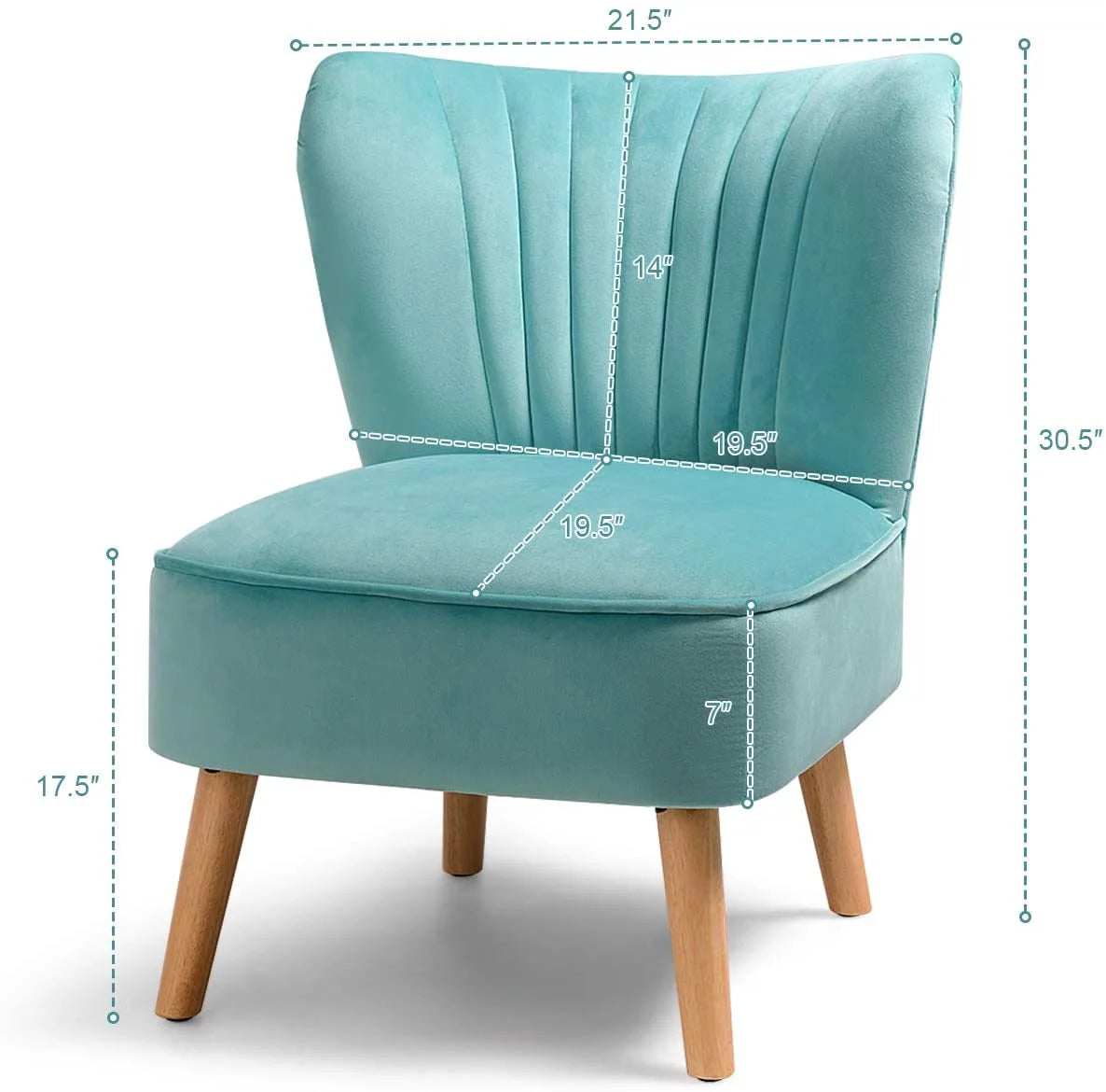 Velvet Armless Club Chair with Wood Legs G5604