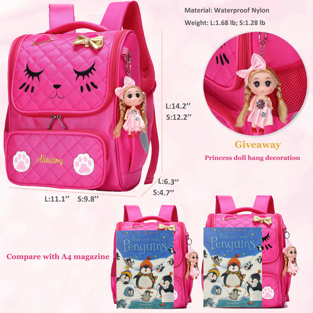 Rose Red Waterproof Kids Backpack R95247