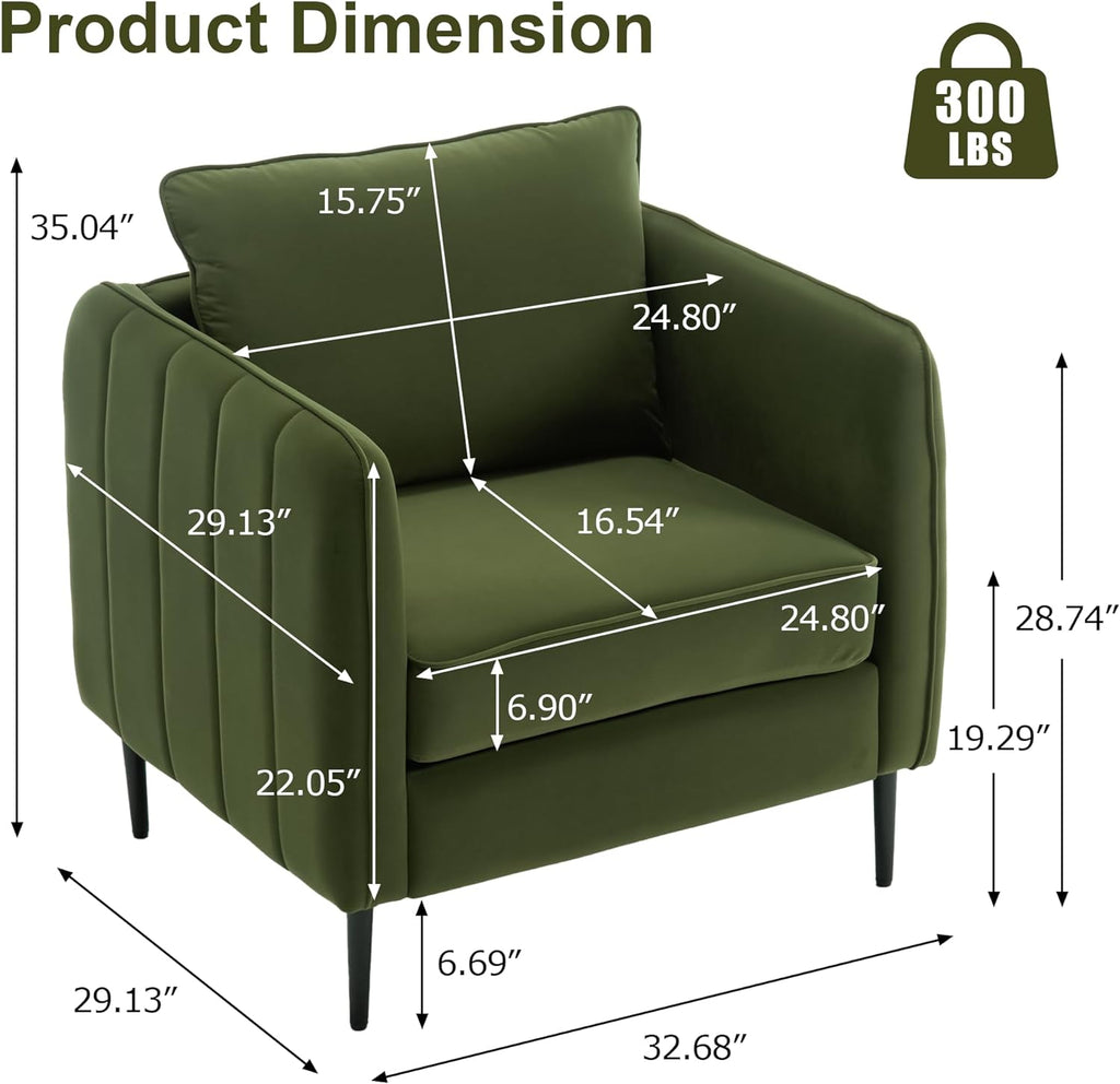 Olive Green Velvet Accent Chair Y50468