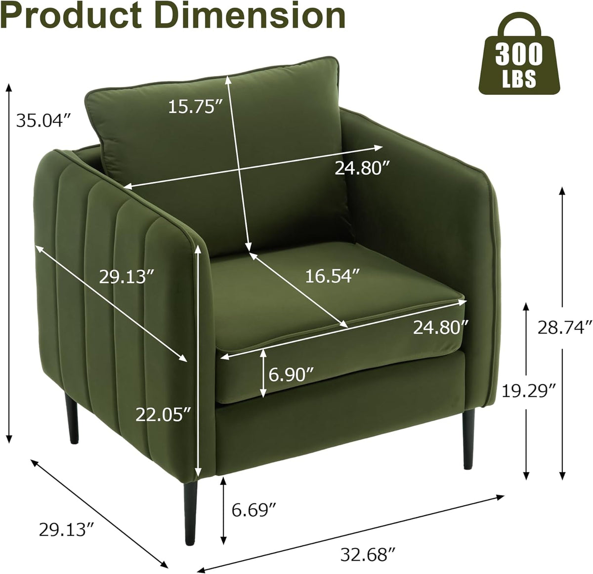 Olive Green Velvet Accent Chair Y50468