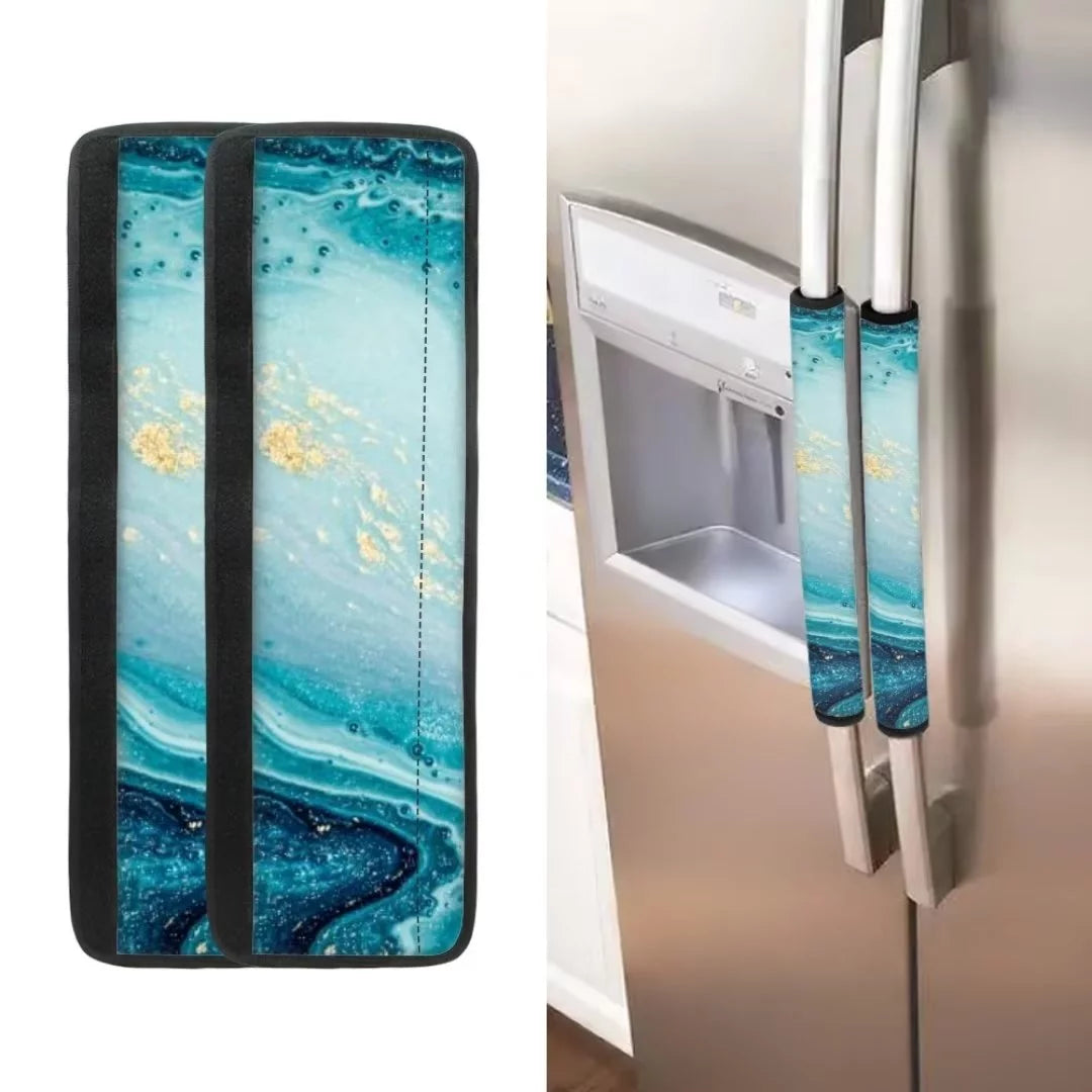 Blue Marble Stripe Refrigerator Door Handle Cover D655354
