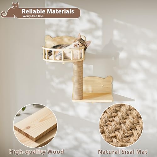 16 Pcs Wall Mounted Cat Shelves with Bed and Scratching Post D3638