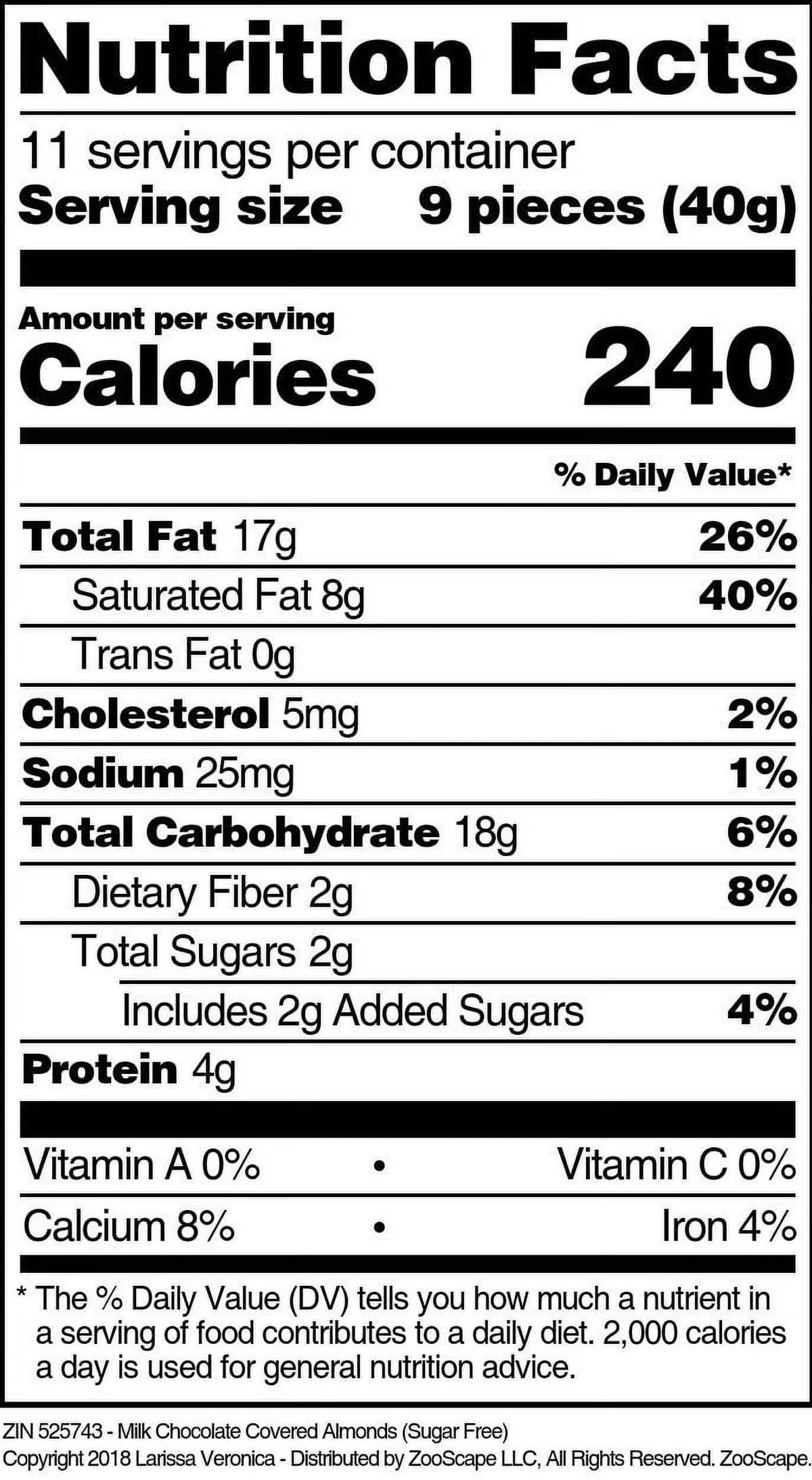 Milk Chocolate Covered Almonds Sugar Free 16 oz 2-Pack G303