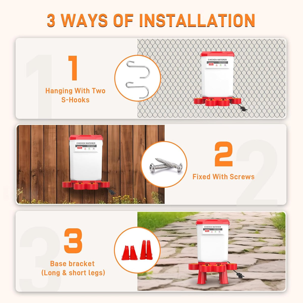 Heated 11L Plastic Poultry Chicken Waterer Y4833