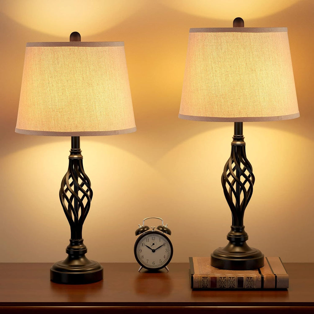 Set of 2 Table Lamps 27'' Spiral Cage Design K914