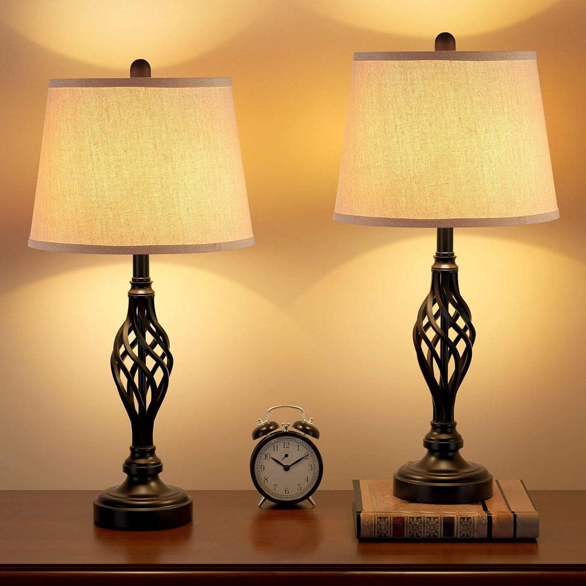 Set of 2 Table Lamps 27'' Spiral Cage Design K914