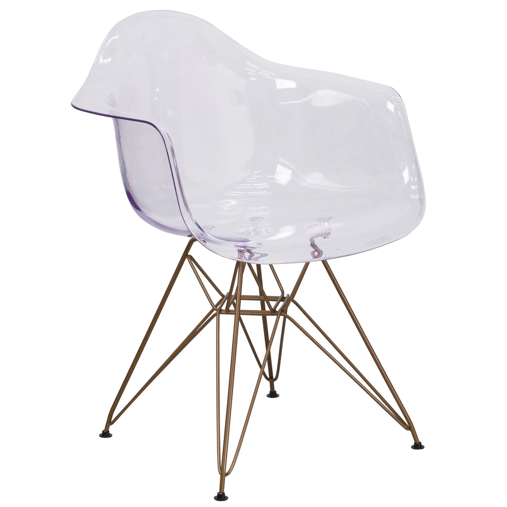 Transparent Side Chair with Gold Base U3090