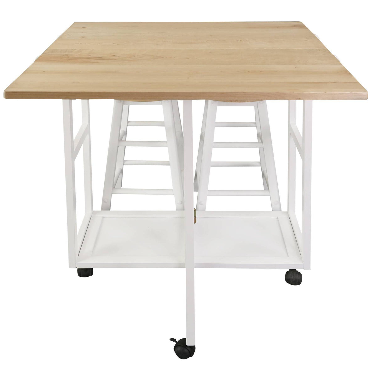 American Maple Drop Leaf Table Top Breakfast Cart Natural White Q65175