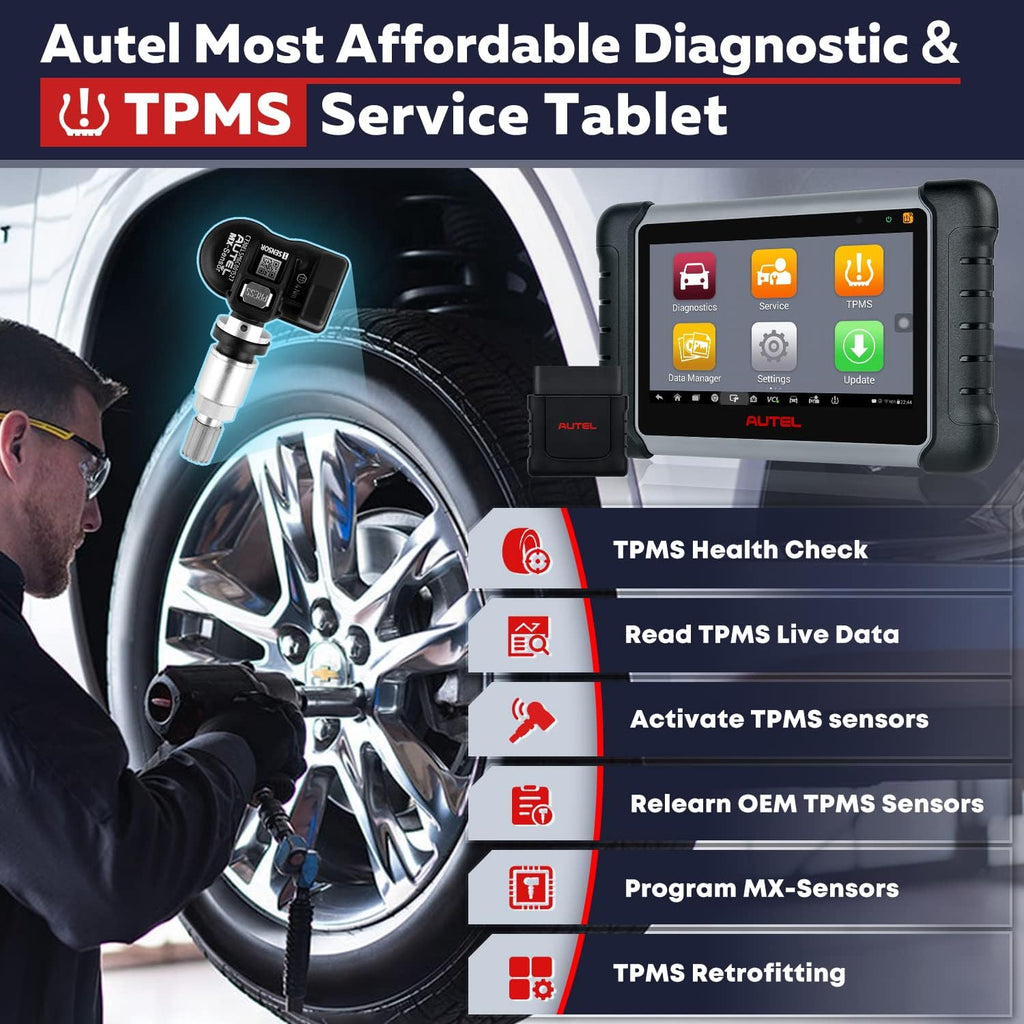 Autel MaxiCOM MK808TS Pro 4PCS 2in1 315/433Mhz TPMS Sensors Diagnostic Scan Tool U3226