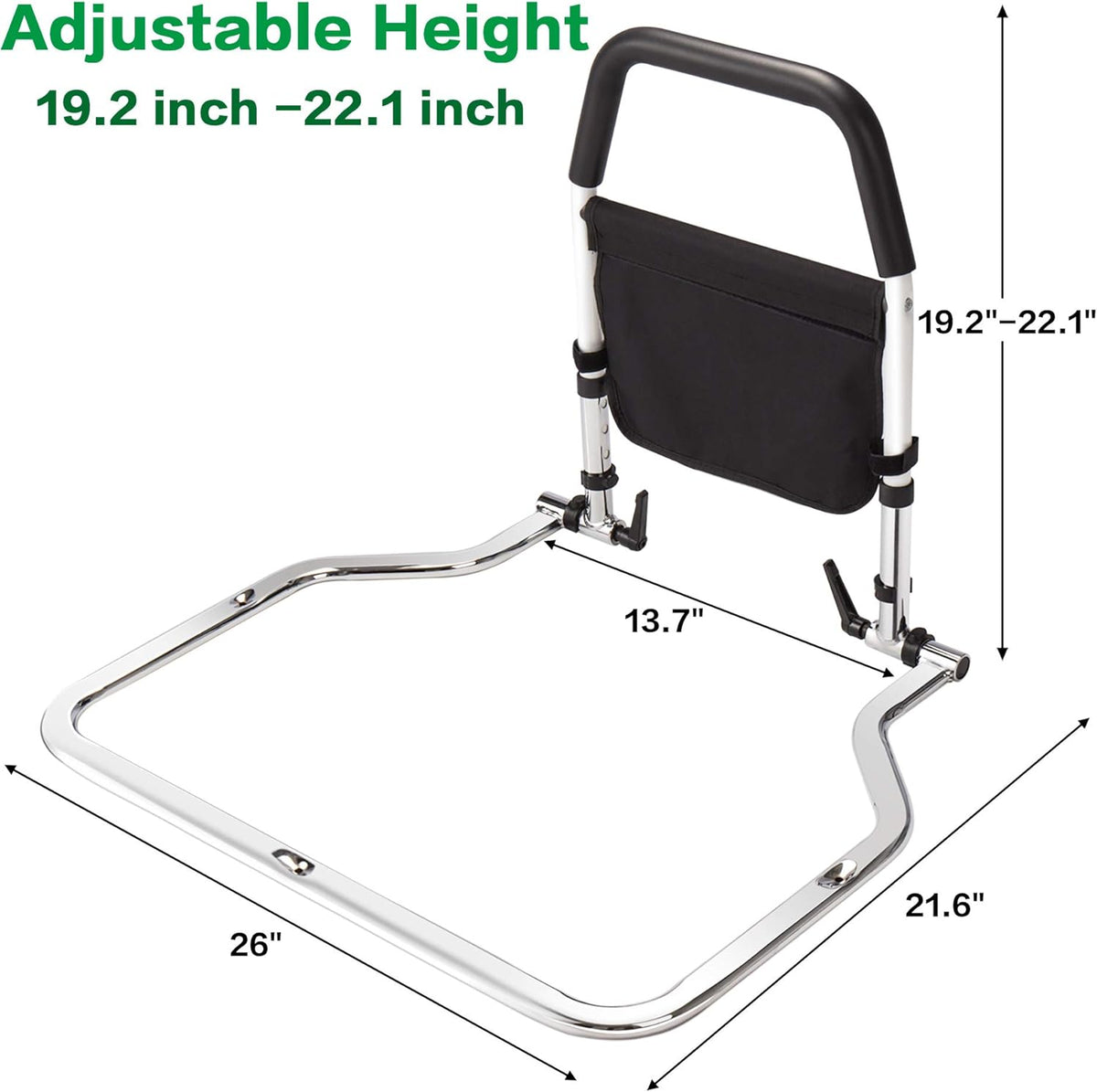 Bed Rails with Storage Pocket, Height Adjustable, Pack of 2 U523150