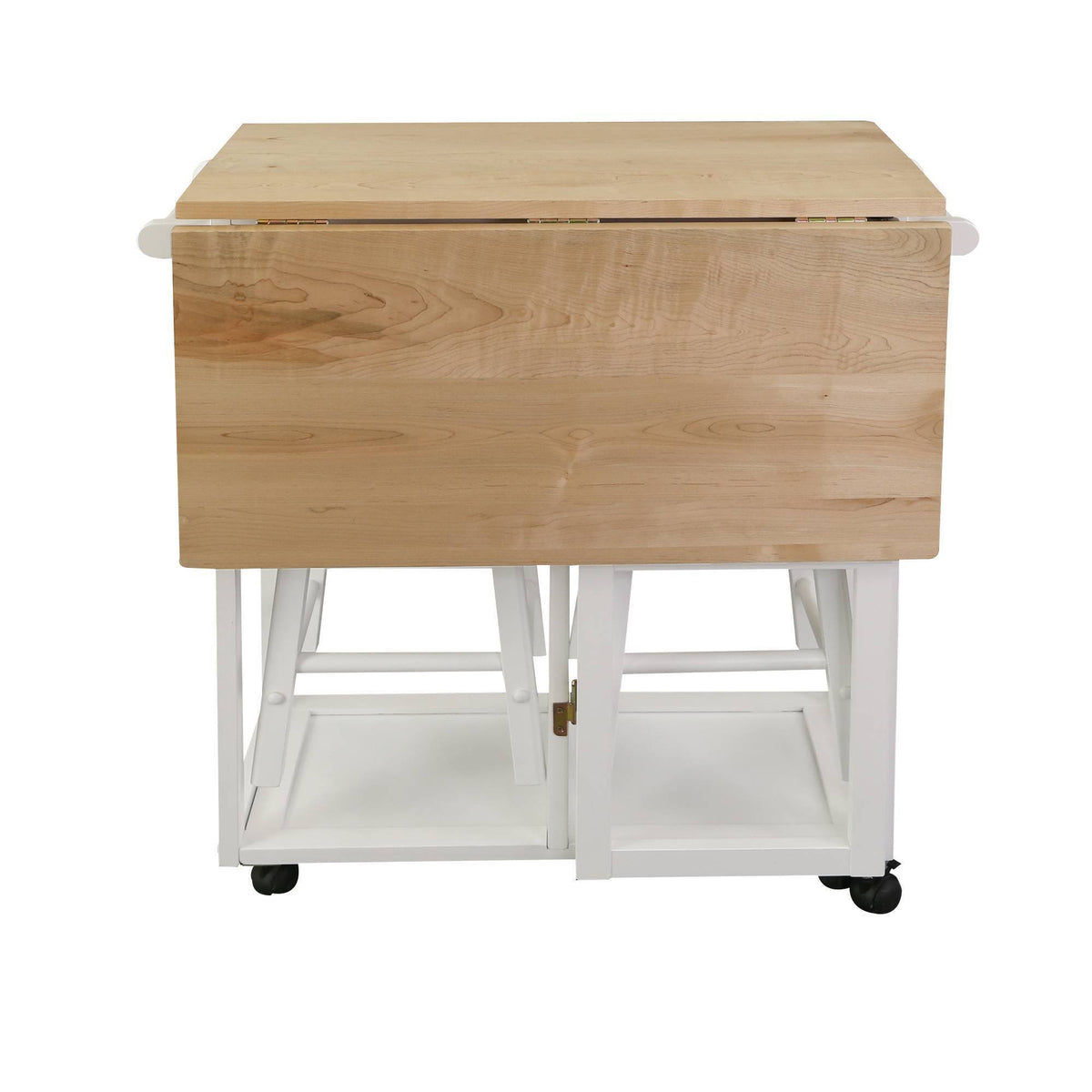 American Maple Drop Leaf Table Top Breakfast Cart Natural White Q65175