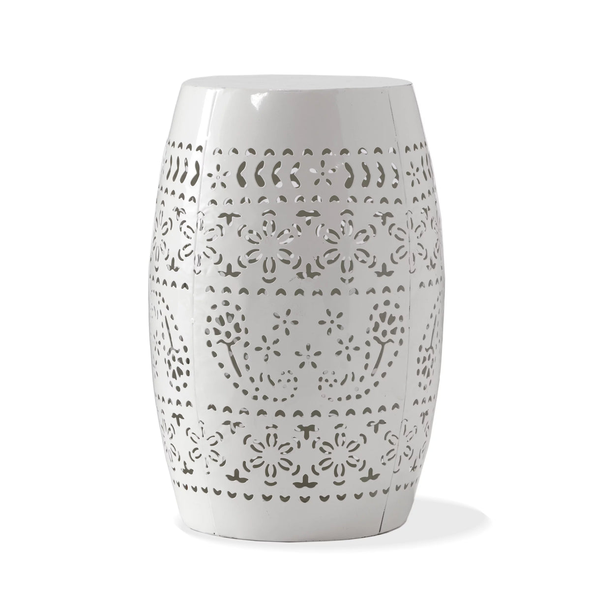 White 12 Lace Cut Iron Side Table I400