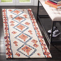 Handmade Moroccan Tribal Wool Runner, Ivory / Multi D3870