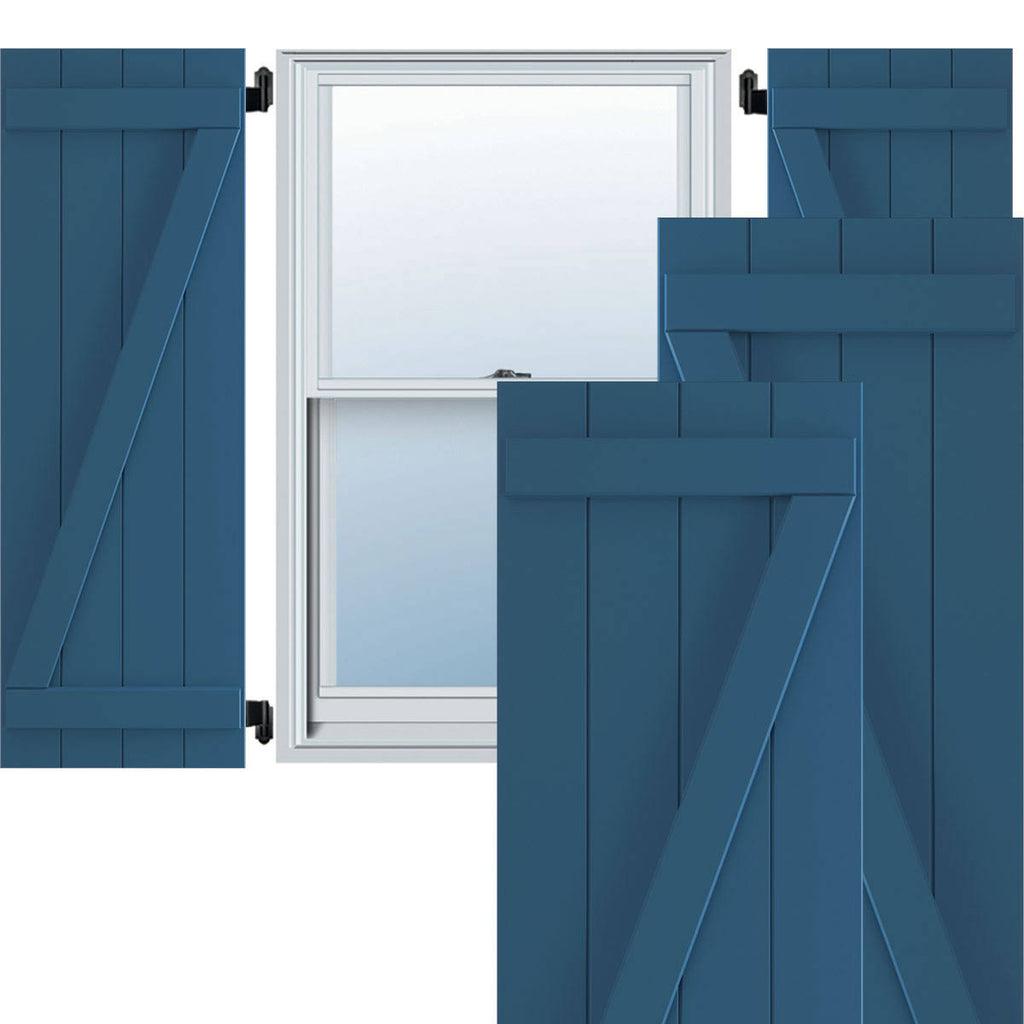 Sojourn Blue PVC Board and Batten Shutters (Per Pair) H4099