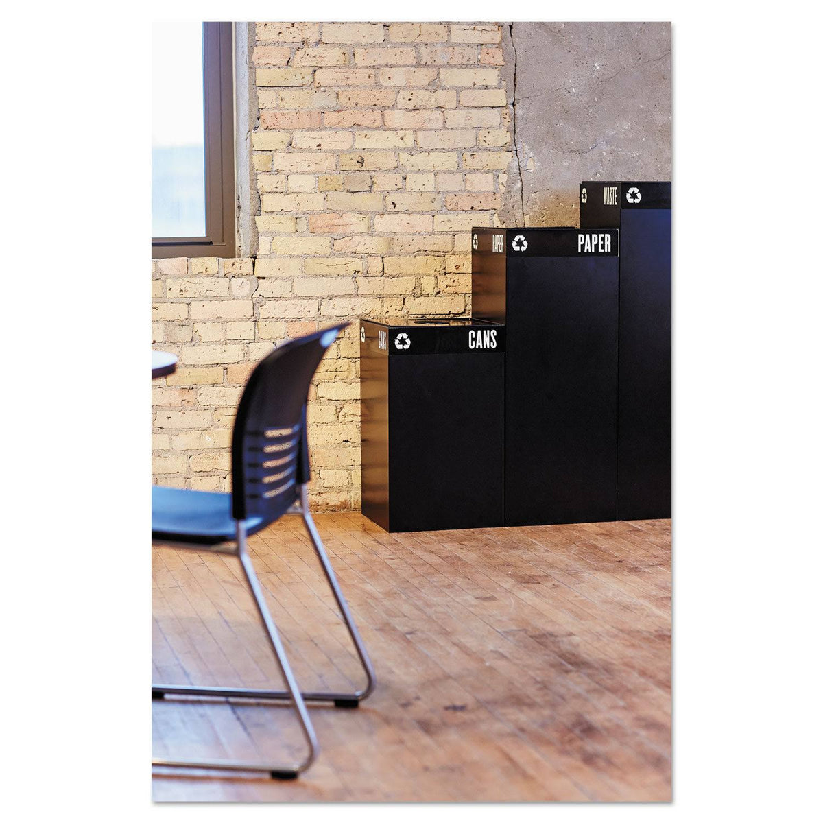 42 gal powder-coated steel black Trash Can Base C77518