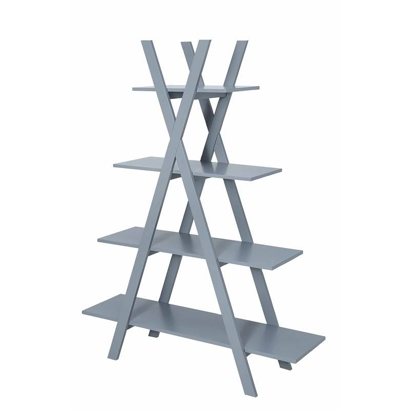 Gray Wood A Frame Bookshelf L51742