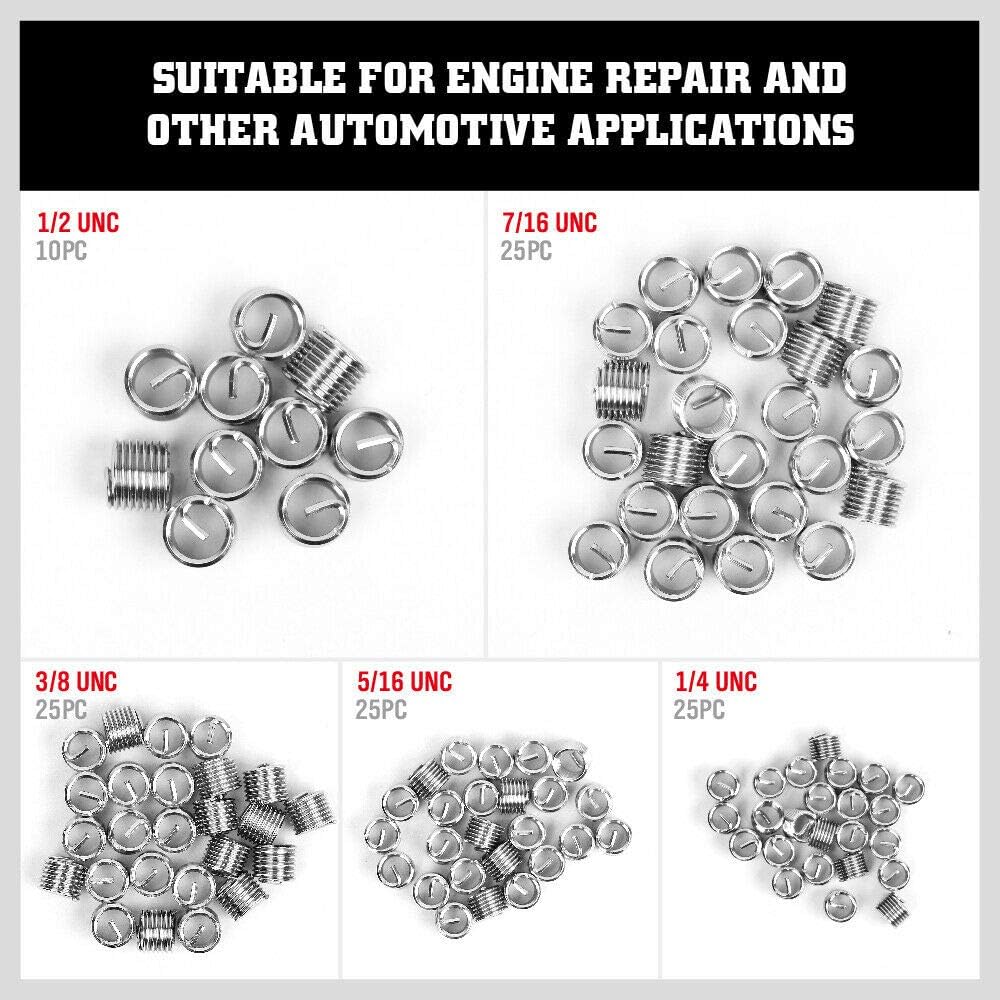 131Pc SAE Thread Repair Kit, HSS Drill Helicoil Repair Kit M143233
