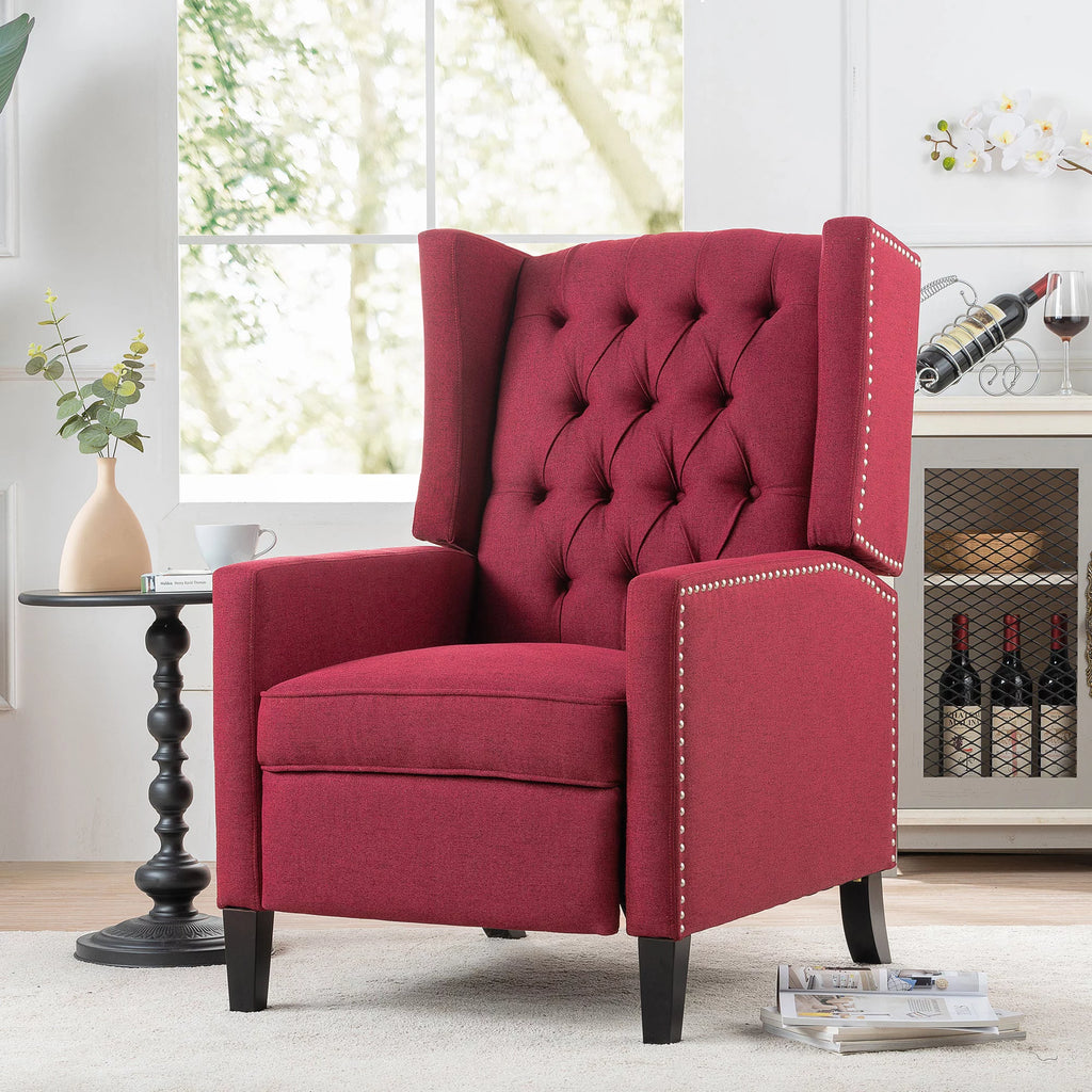 Red Manual Wing Chair Recliner Z294