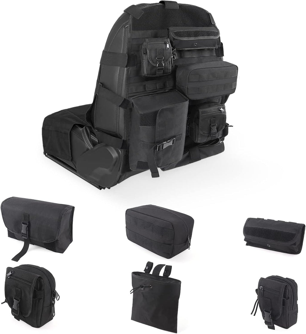 Tactical Car Seat Back Organizer with 6 Detachable Pockets Pack of 2 E1438