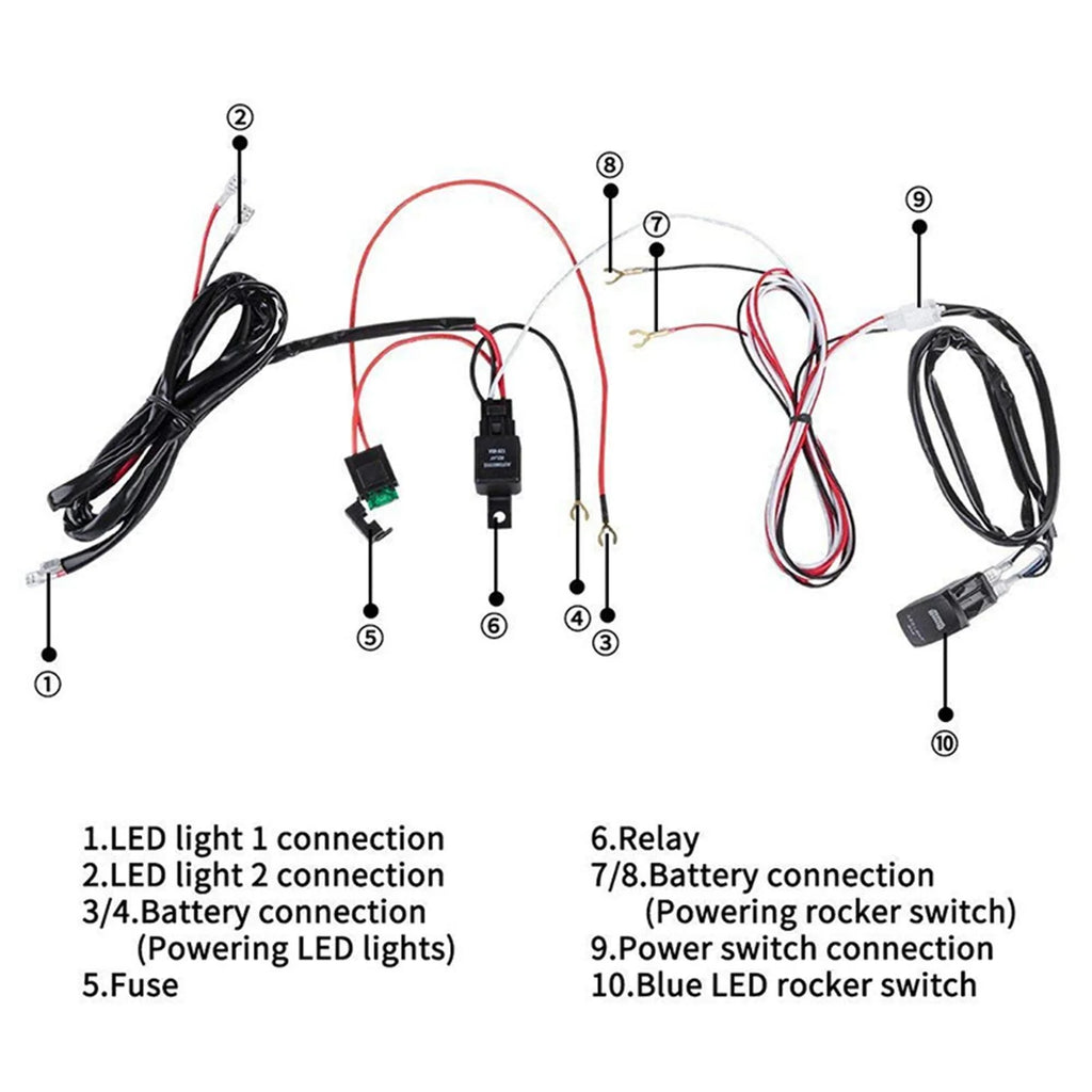 LED Work Wiring Harness 40A Relay Fuse 3M Y860