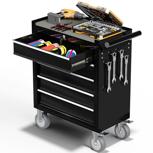 4-Drawer Black Rolling Tool Chest with Wheels L18646