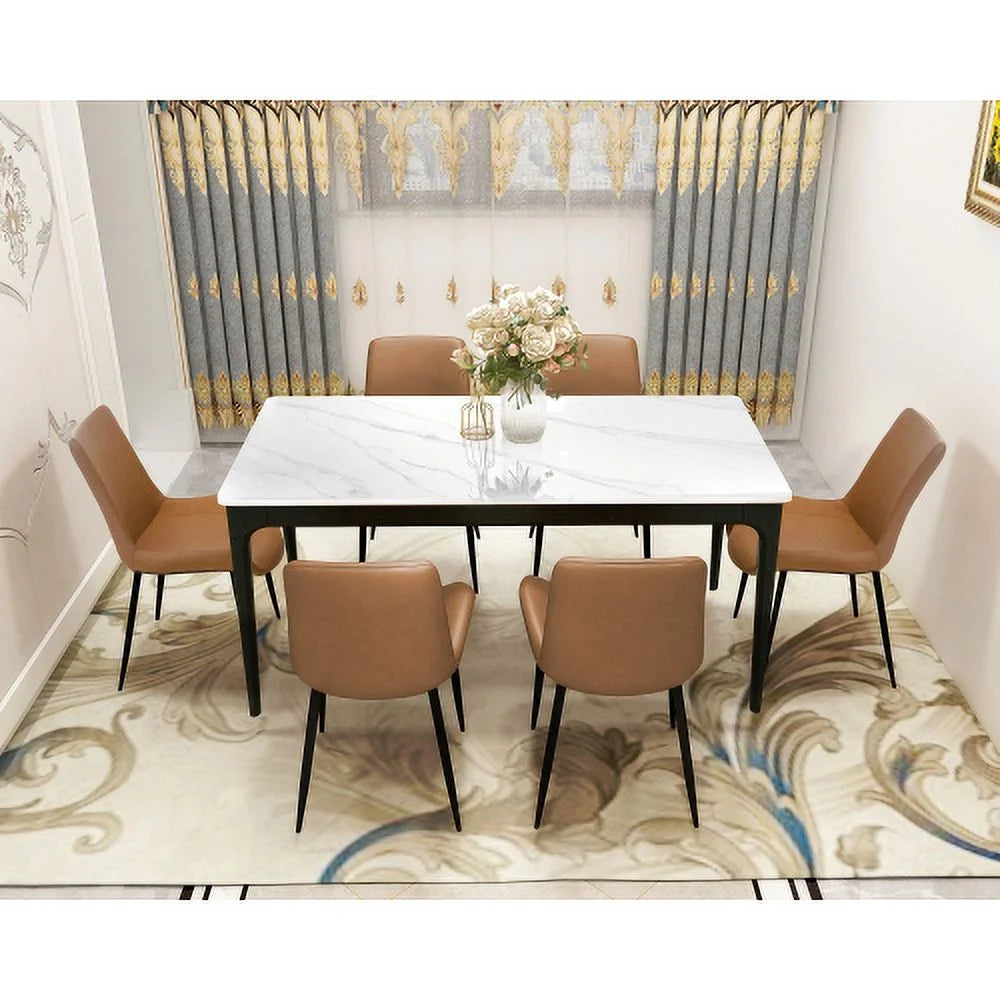 White 63 inch Sintered Stone Dining Table B507651