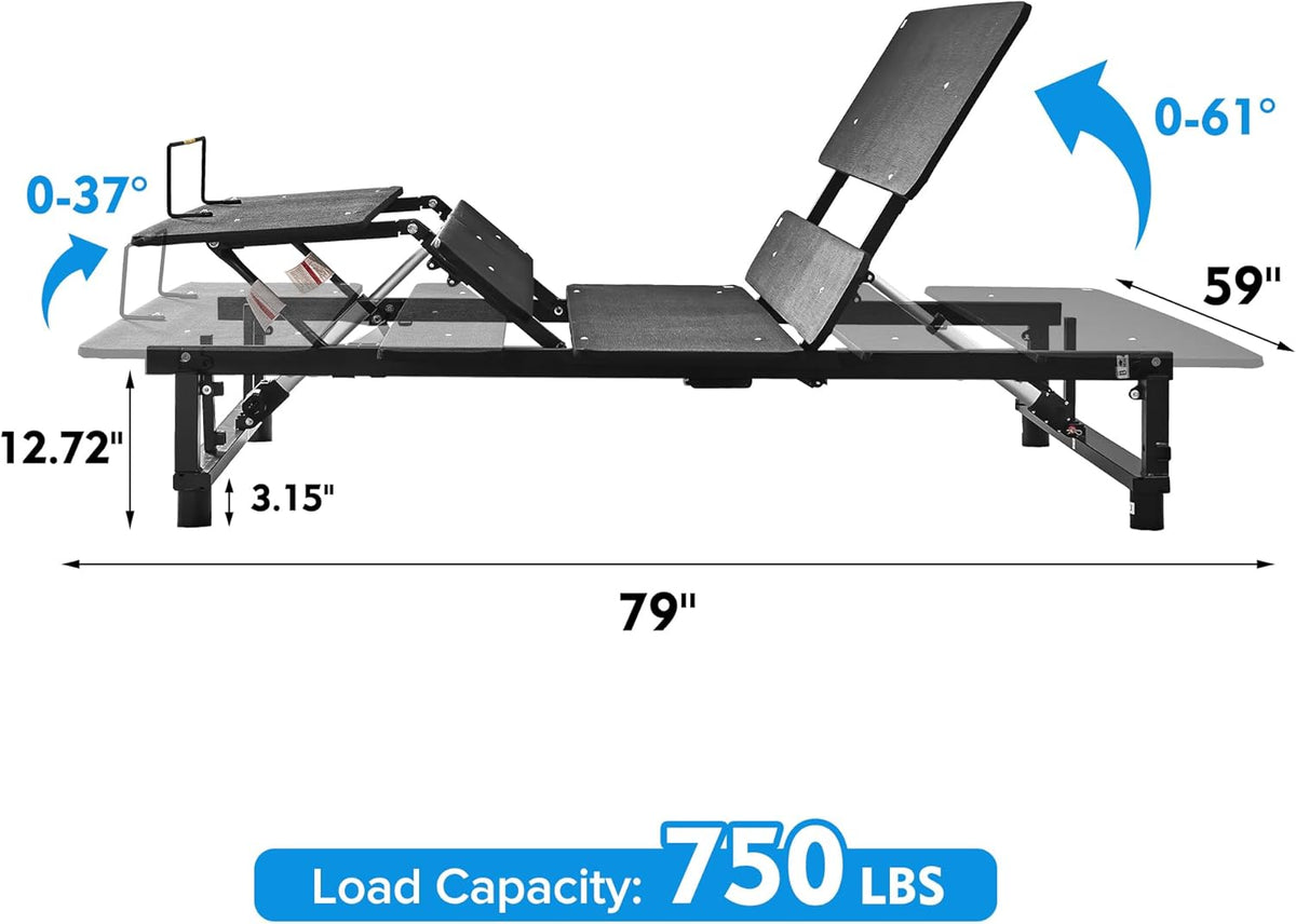 Black Queen Adjustable Bed Frame with Wireless Remote E481967